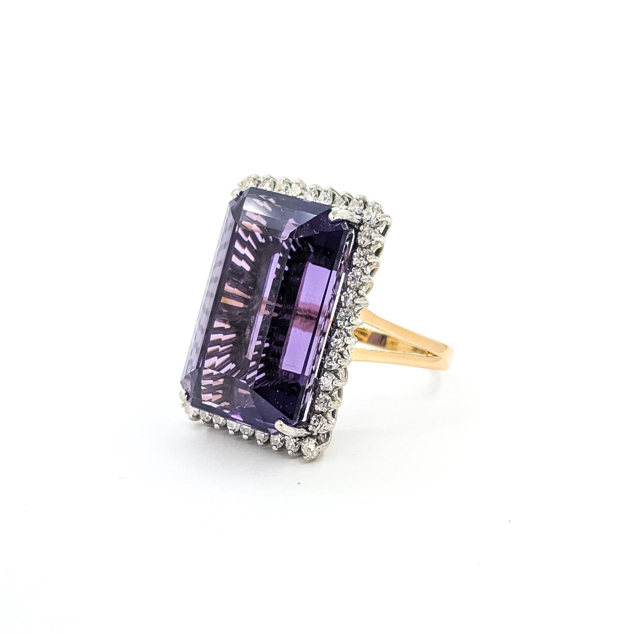 Amethyst & Diamant Cocktail Ring in 14tt (Zeitgenössisch) im Angebot
