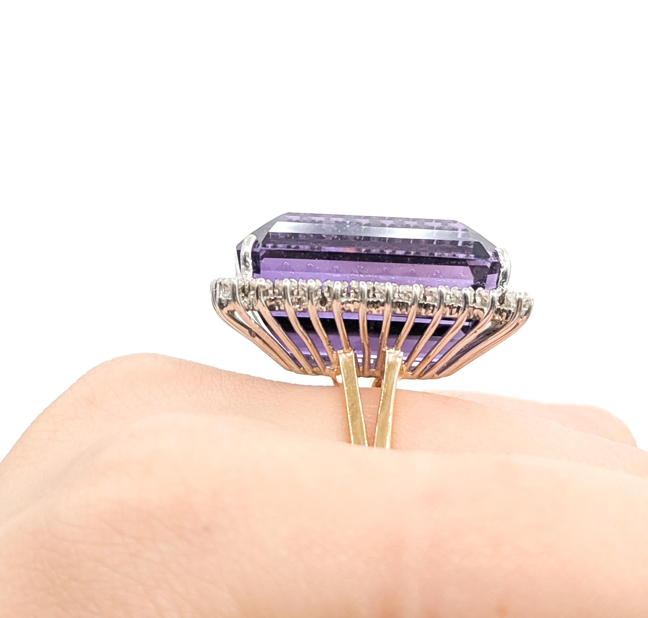 Amethyst & Diamant Cocktail Ring in 14tt (Smaragdschliff) im Angebot