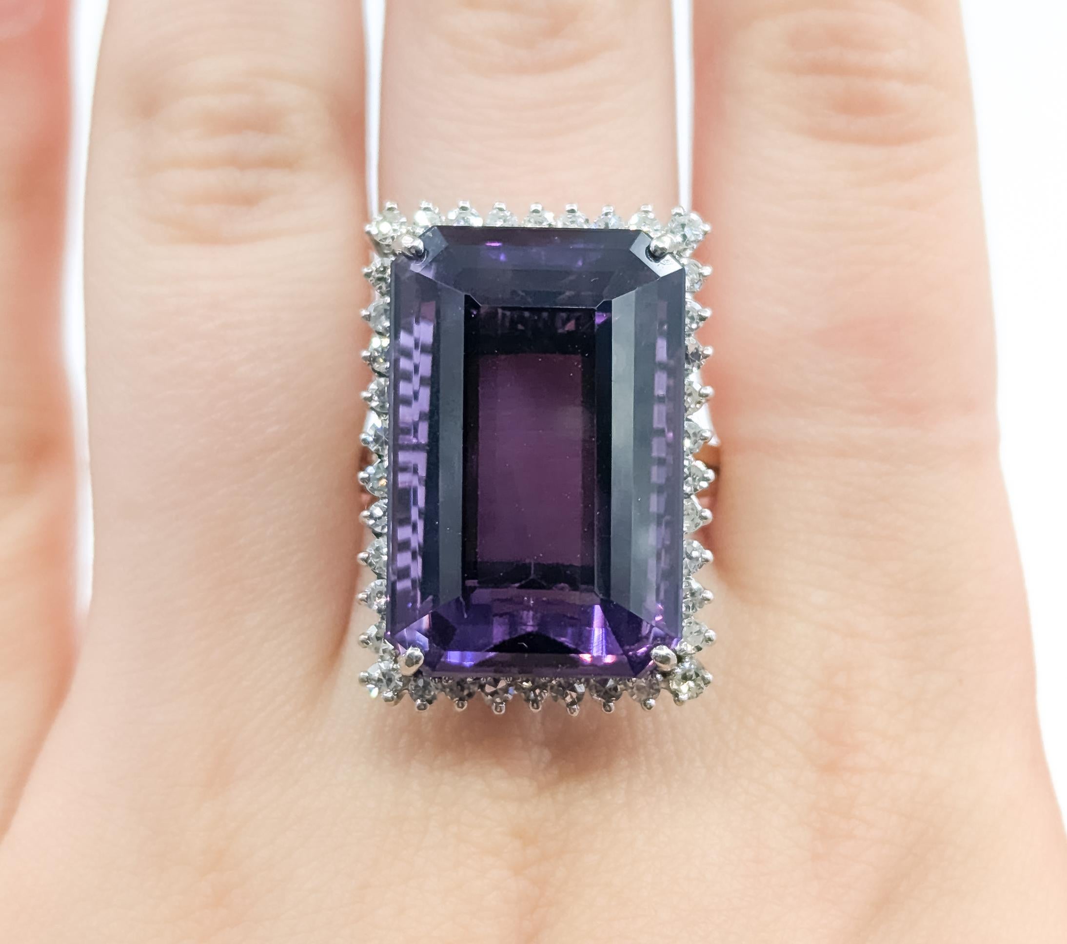 Amethyst & Diamant Cocktail Ring in 14tt Damen im Angebot