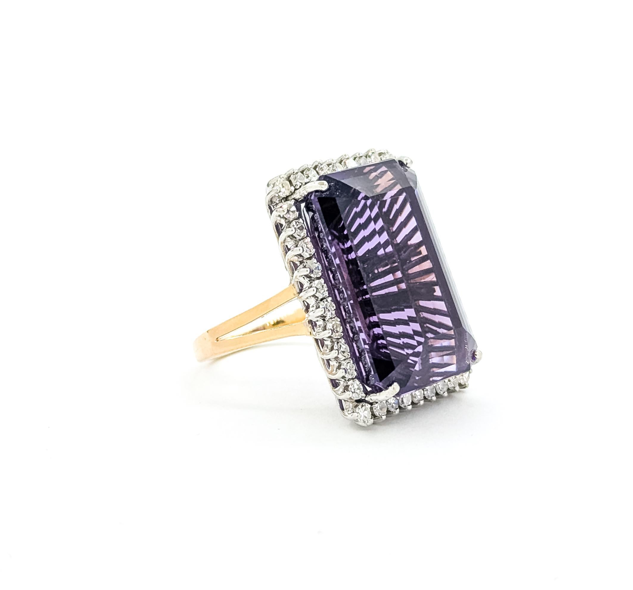 Amethyst & Diamant Cocktail Ring in 14tt im Angebot 1