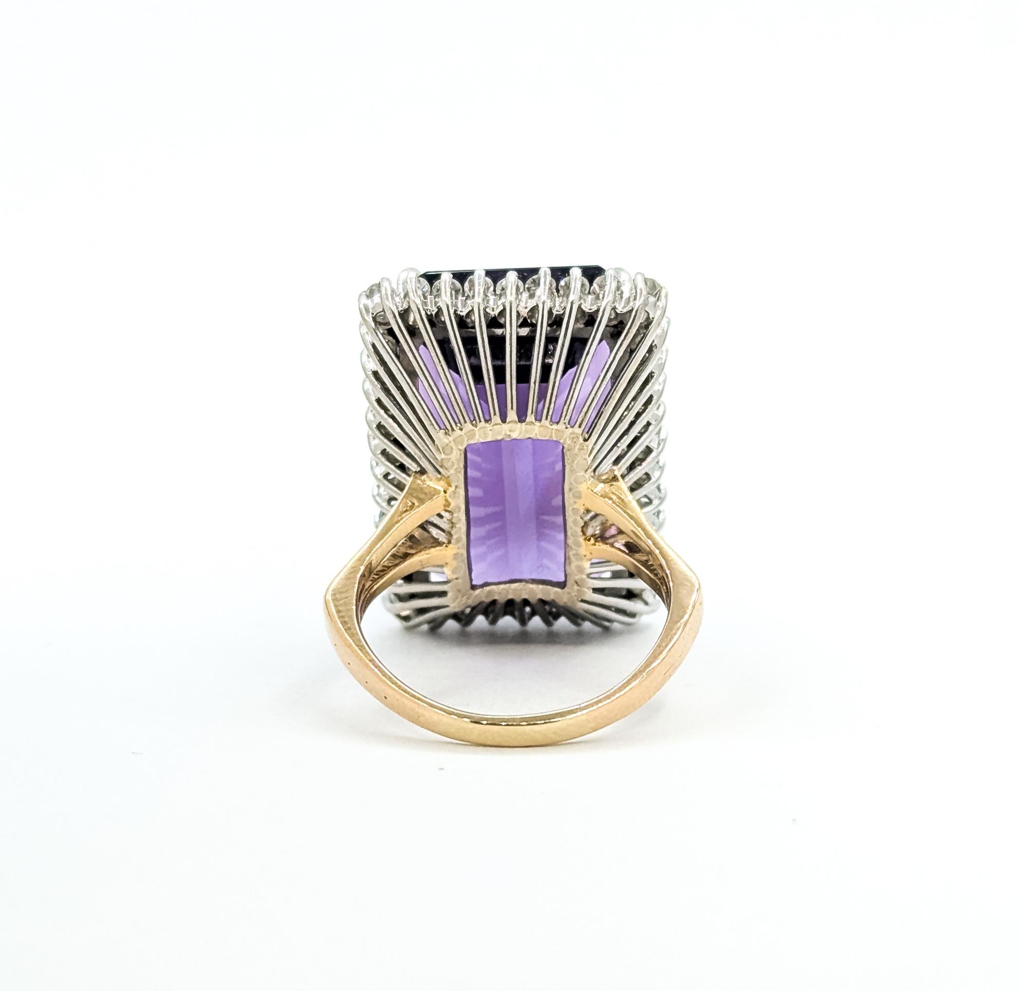 Amethyst & Diamant Cocktail Ring in 14tt im Angebot 2