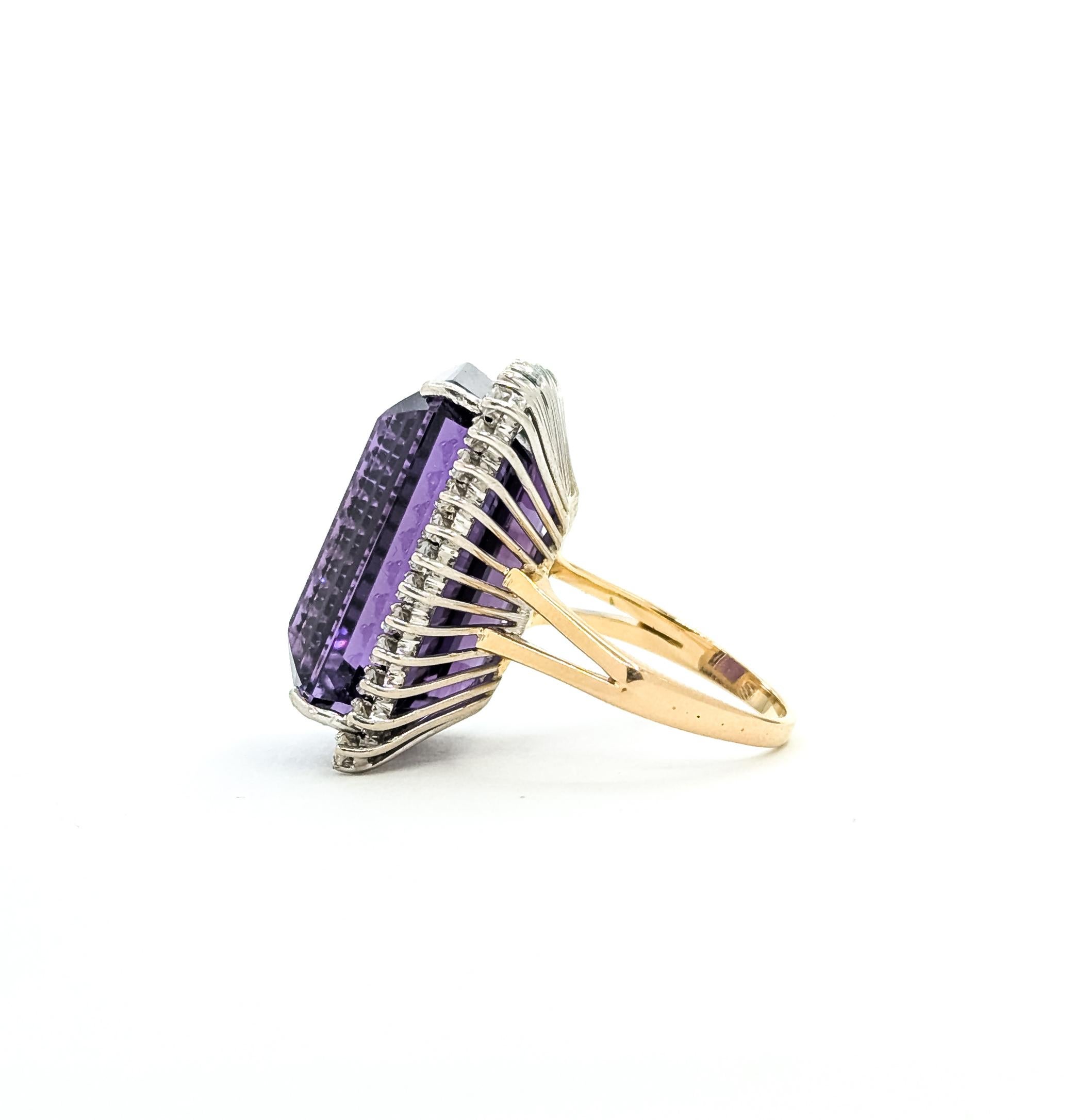 Amethyst & Diamant Cocktail Ring in 14tt im Angebot 3