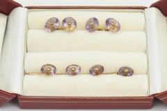 Amethyst Diamond Cufflinks and Stud Gold Tuxedo Dress Set