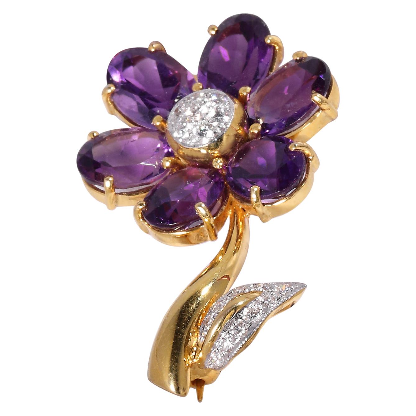 Fashion Pin Brooch Amethyst Purple Fleur-De-Lis Sign Symbol Chic Jewellery Gifts 
