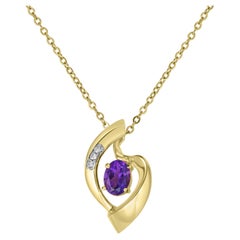 Amethyst 
Diamond Geometric Pendant in Yellow Gold