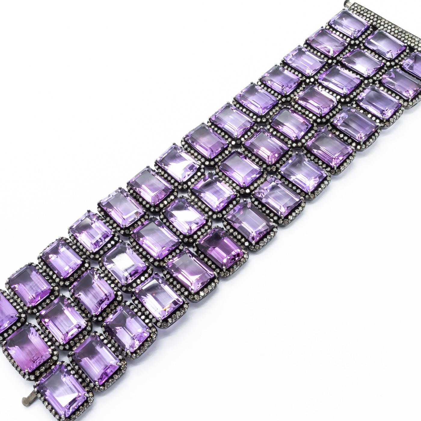 Women's Amethyst Diamond Gold Bracelet