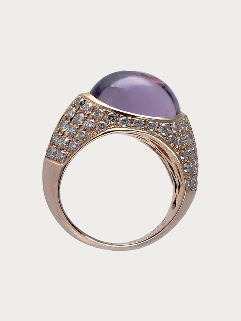 Bague cocktail en or avec diamant et améthyste en vente 2