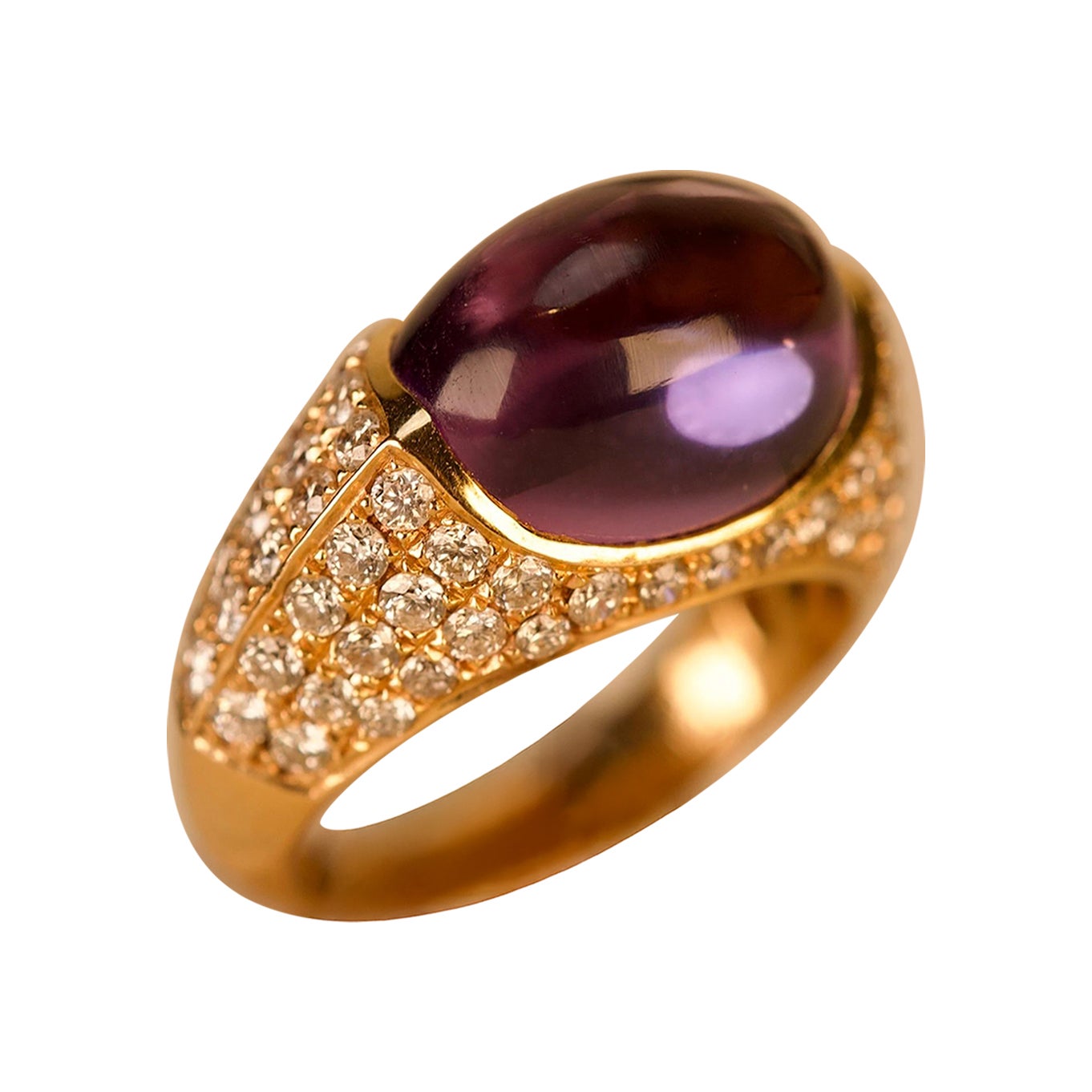 Bague cocktail en or avec diamant et améthyste