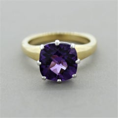 Amethyst Diamond Gold and Platinum Ring