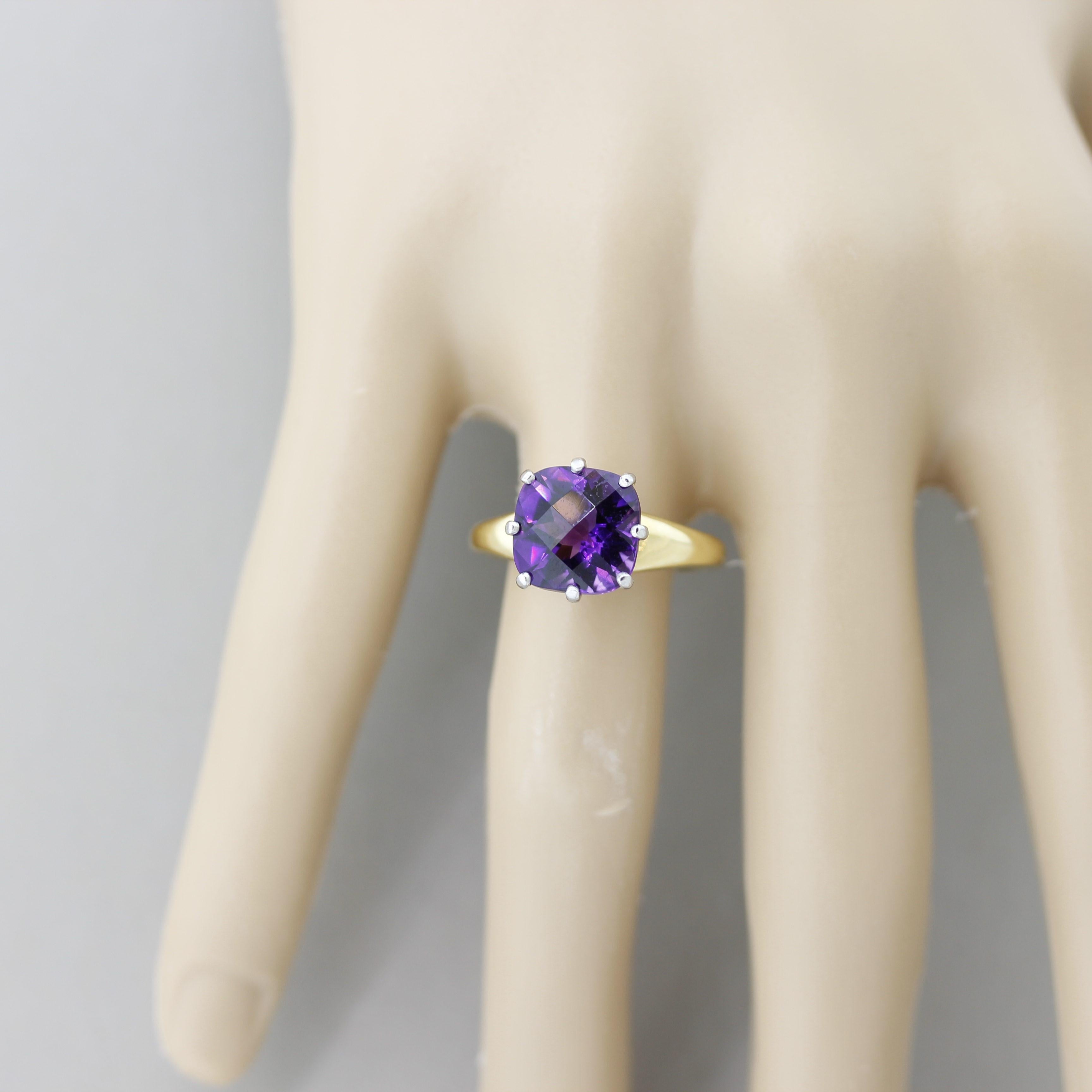Amethyst Diamond Gold and Platinum Ring For Sale 4