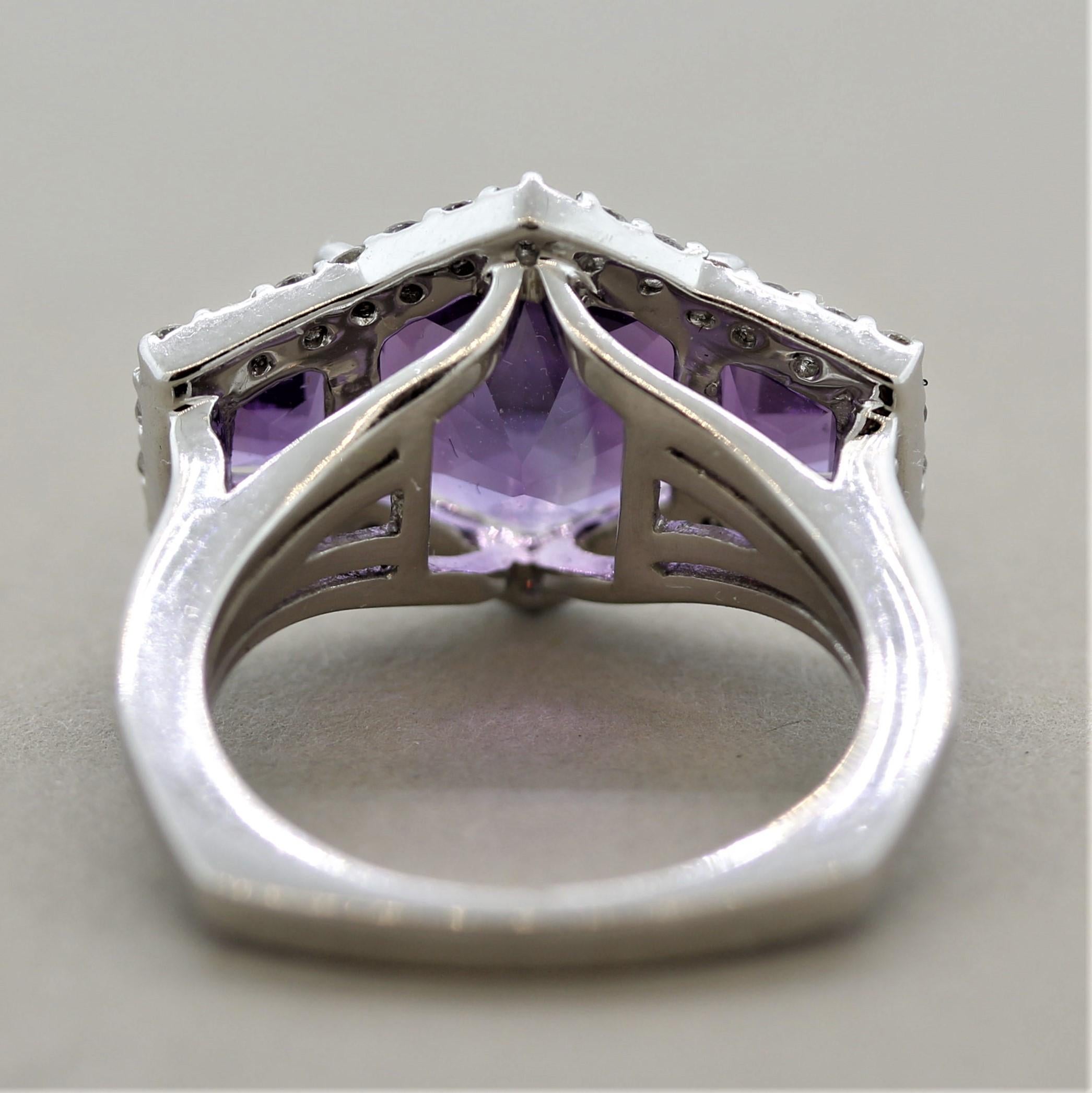Amethyst Diamond Gold Ring In New Condition In Beverly Hills, CA