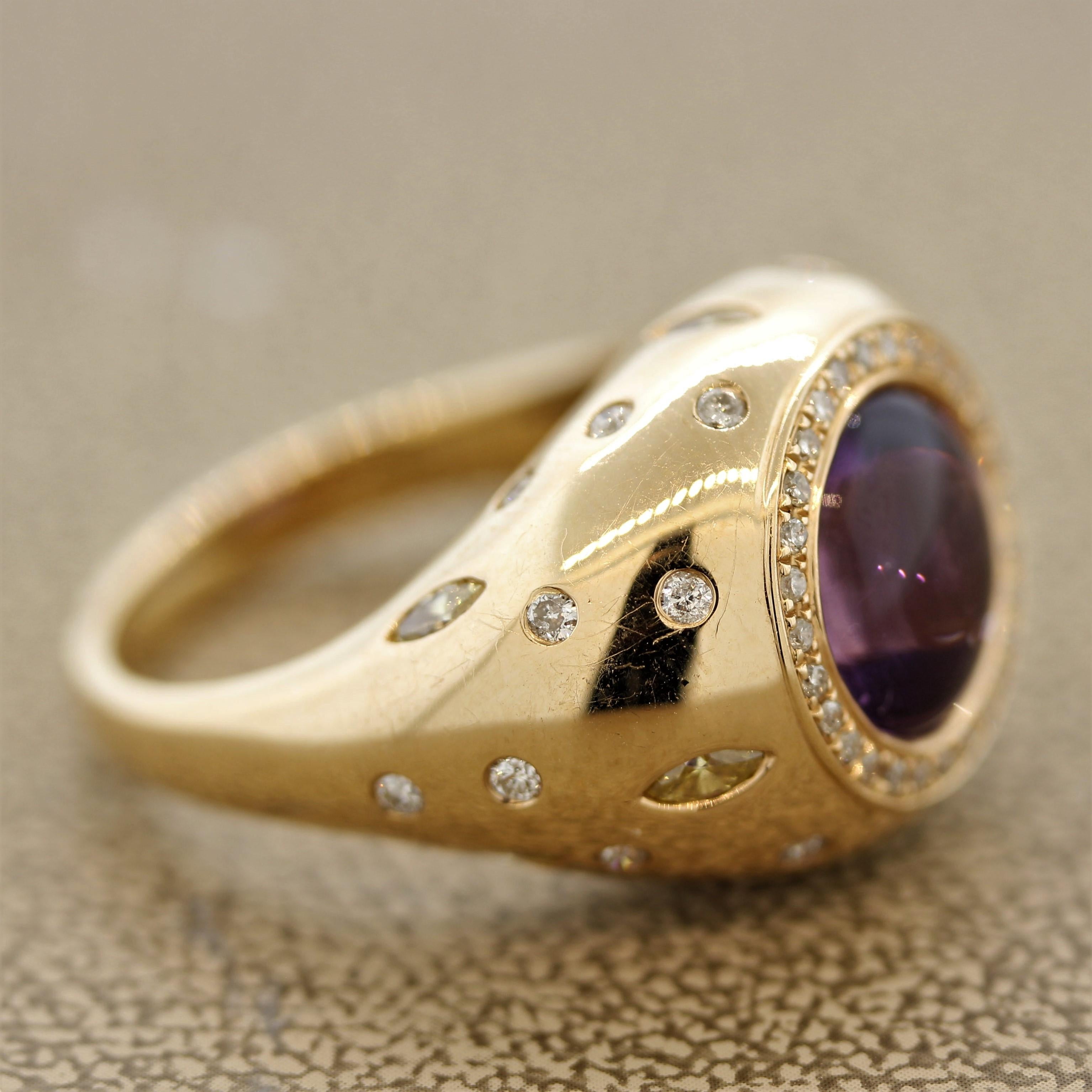 Women's Amethyst Diamond Gold Ring