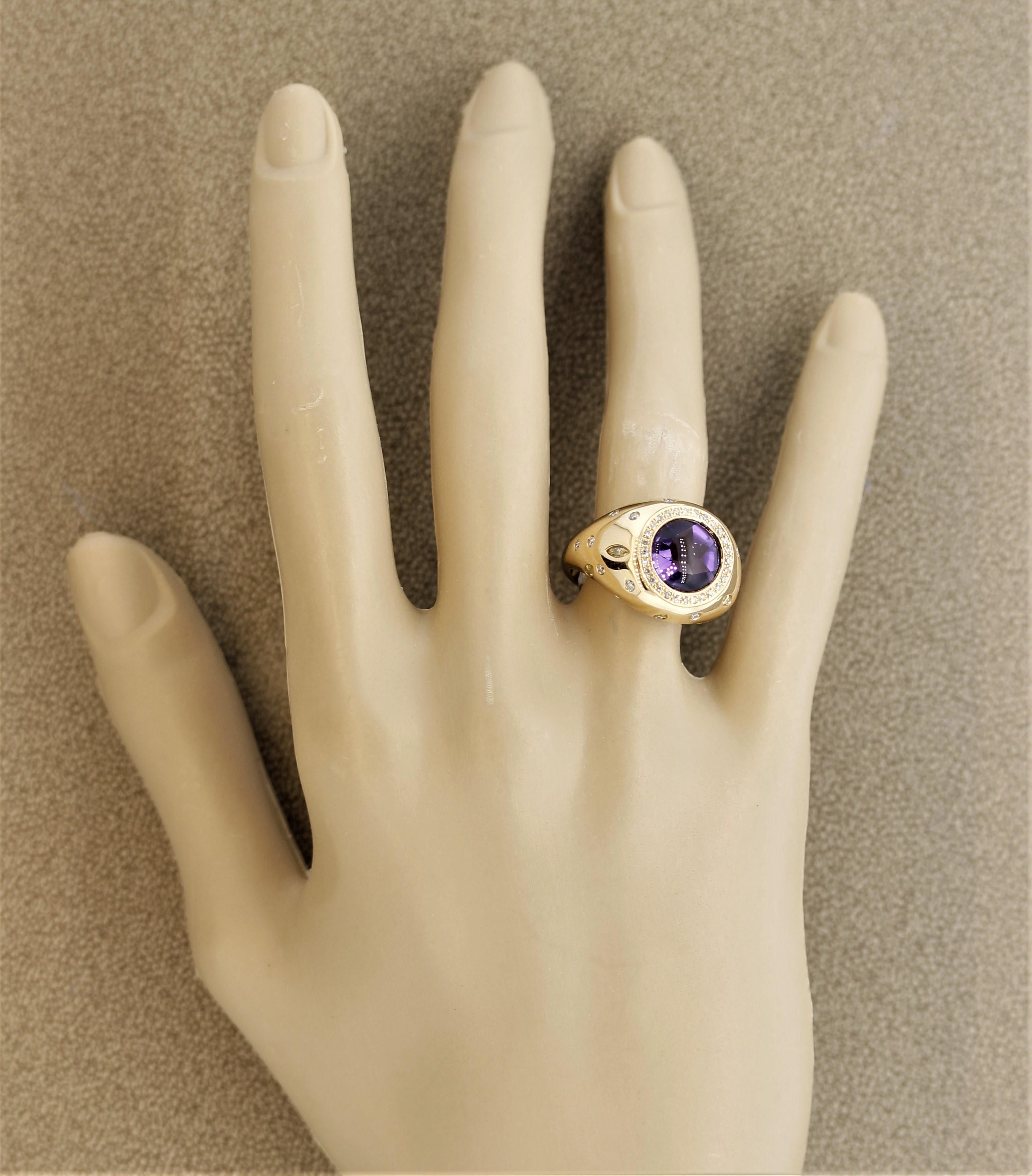 Amethyst Diamond Gold Ring 1