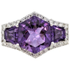 Amethyst Diamond Gold Ring