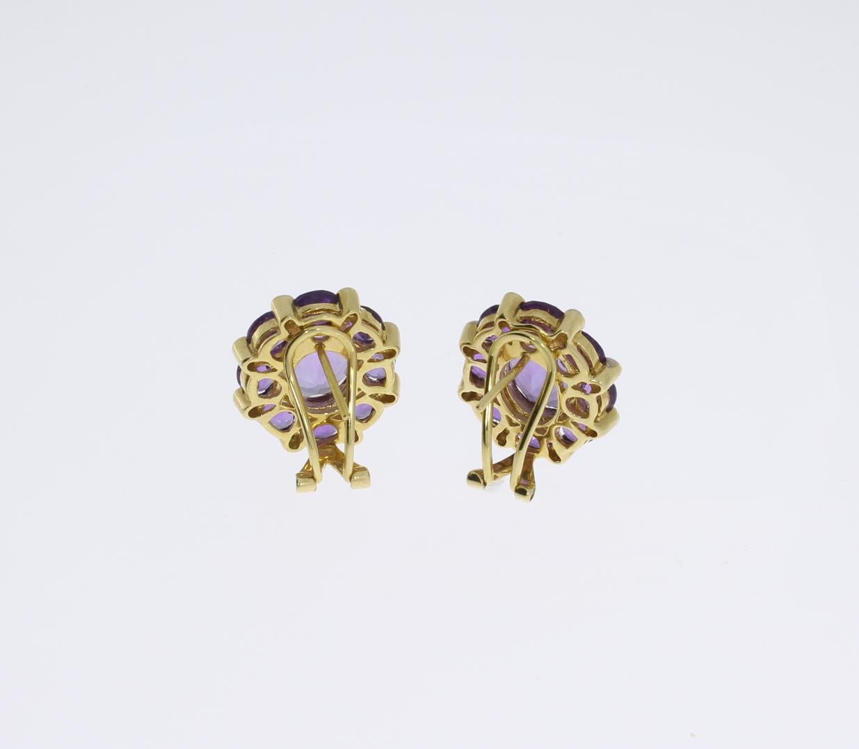 Women's Amethyst Diamond Gold Stud Earrings