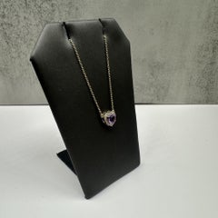 Amethyst & Diamond Heart Necklace in 14kt Yellow Gold - 5x5mm Amethyst, 0.10ctw