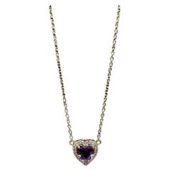 Collana con cuore di ametista e diamanti in oro giallo 14kt - Ametista 5x5mm, 0,10ctw
