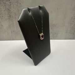 Amethyst & Diamond Necklace in 10kt Yellow Gold – Emerald Cut, 18.25in, New