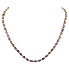 Collar De Diamantes Amatista En Oro Amarillo De 14 Kilates