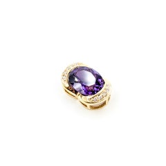 Amethyst & Diamond Pendant in 14k Yellow Gold
