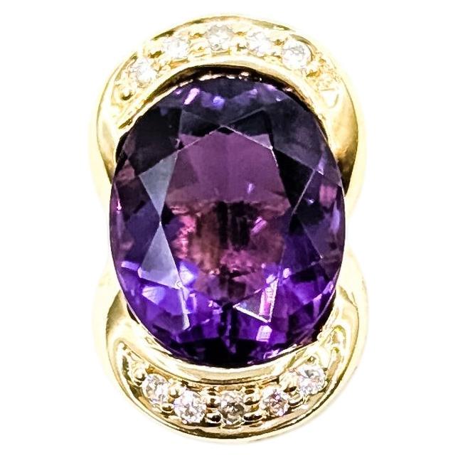 Amethyst & Diamond Pendant in 14k Yellow Gold