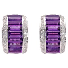 Amethyst Diamond Platinum & Gold Earrings