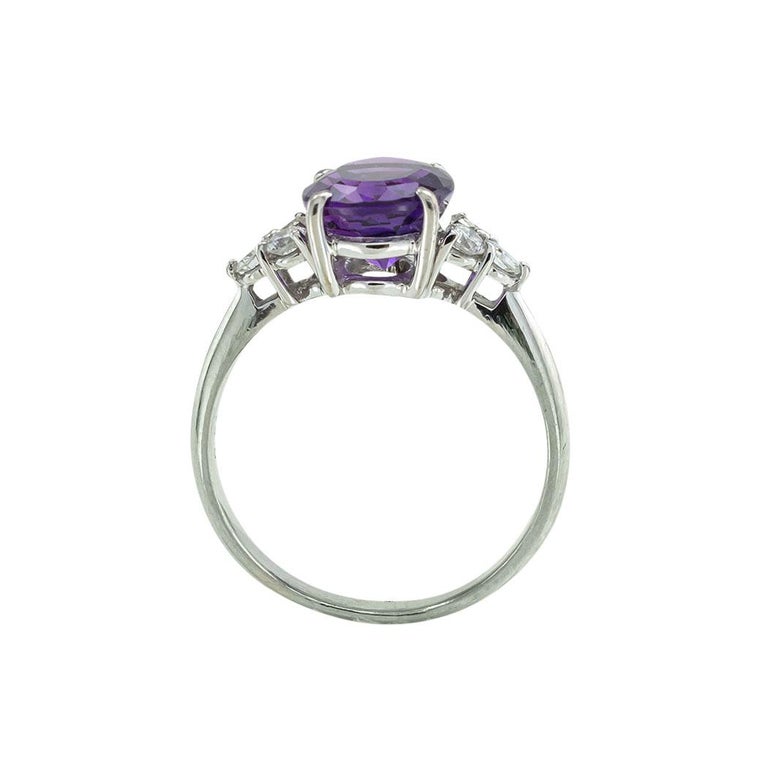 Women's Amethyst Diamond Platinum Ring