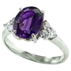 Amethyst Diamond Platinum Ring