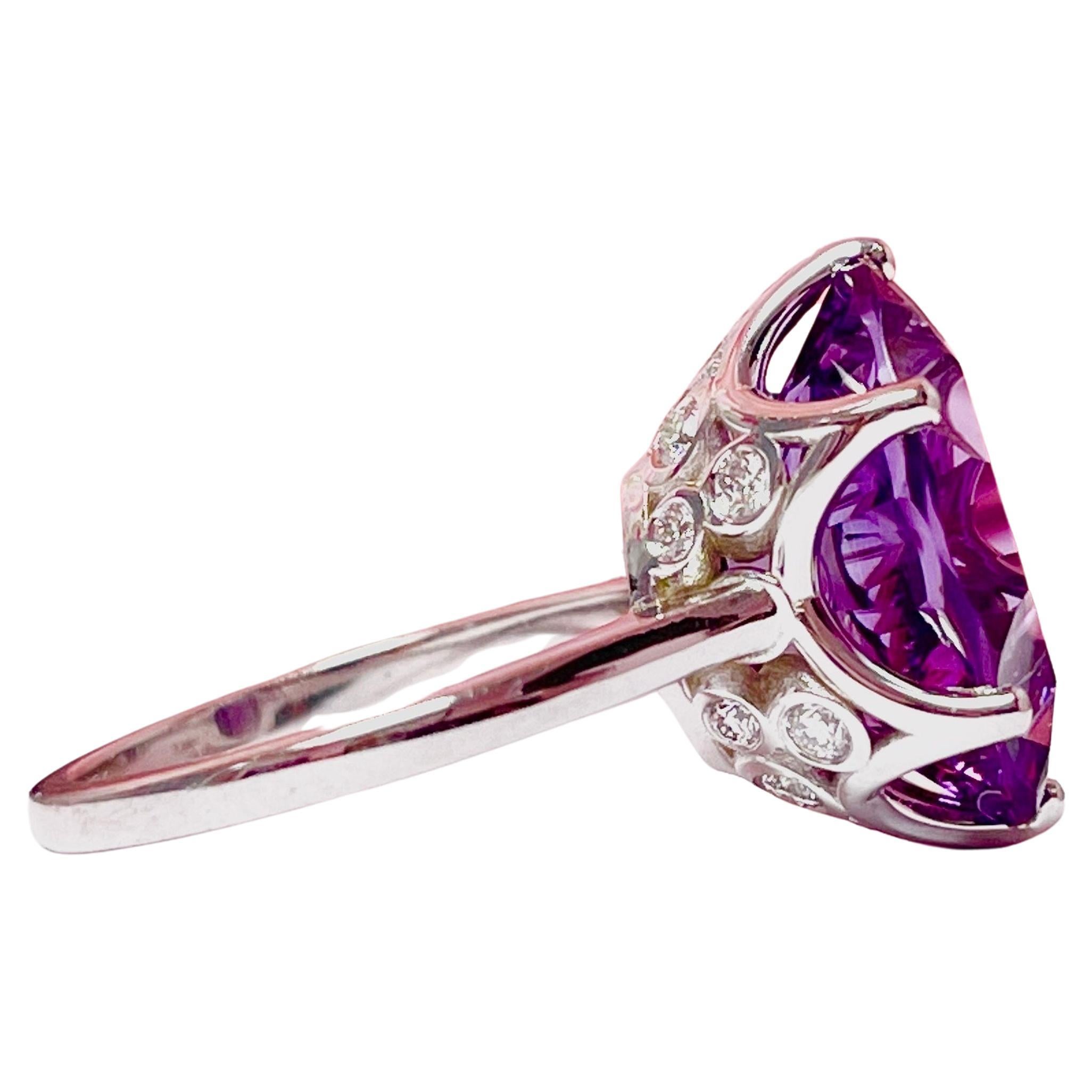 Bague Améthyste Diamant Bague de cocktail en or 18KT
