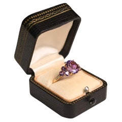 Amethyst Gold Ring. 2.90ct Oval Cut Amethyst Diamond 18K Yellow Gold Accent