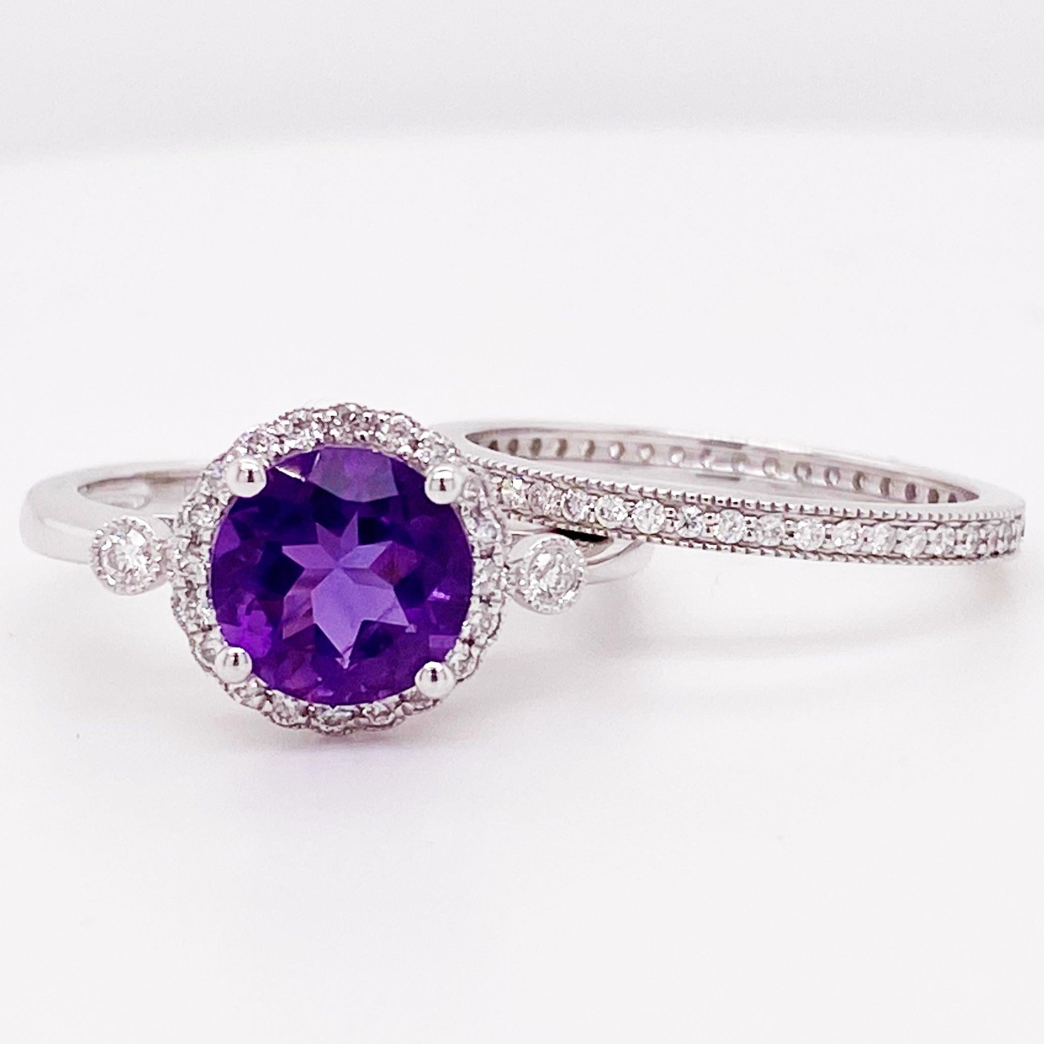 For Sale:  Amethyst Diamond Ring, Halo, Round, Engagement Ring Purple, 2.00 Carat Total Wt 3