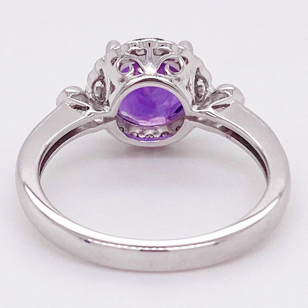 For Sale:  Amethyst Diamond Ring, Halo, Round, Engagement Ring Purple, 2.00 Carat Total Wt 6