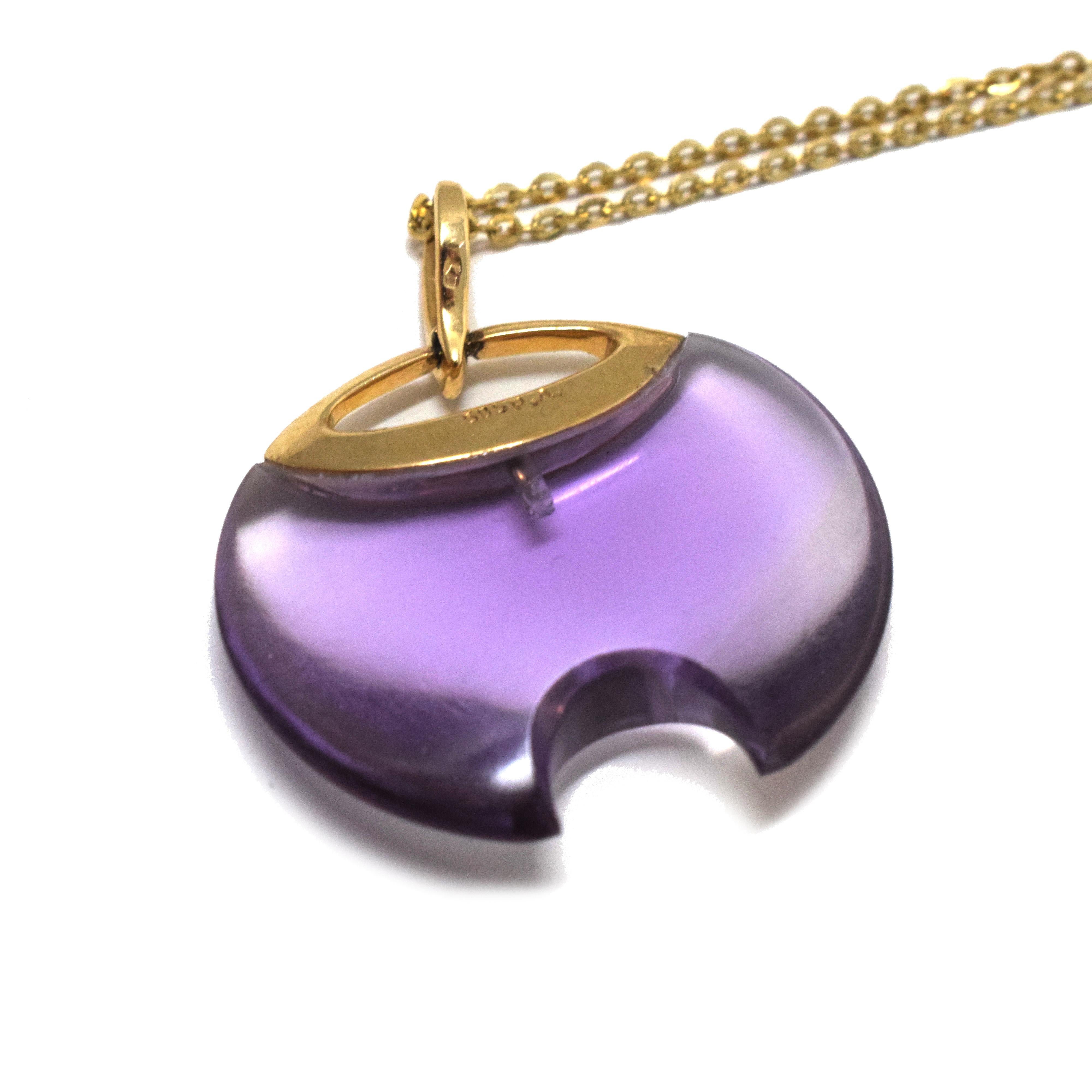 Cabochon Amethyst Diamond Round Pendant Necklace For Sale