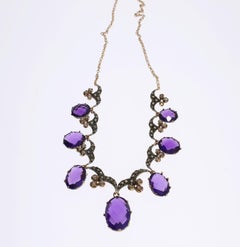 Amethyst Diamond Silver Gold Necklace