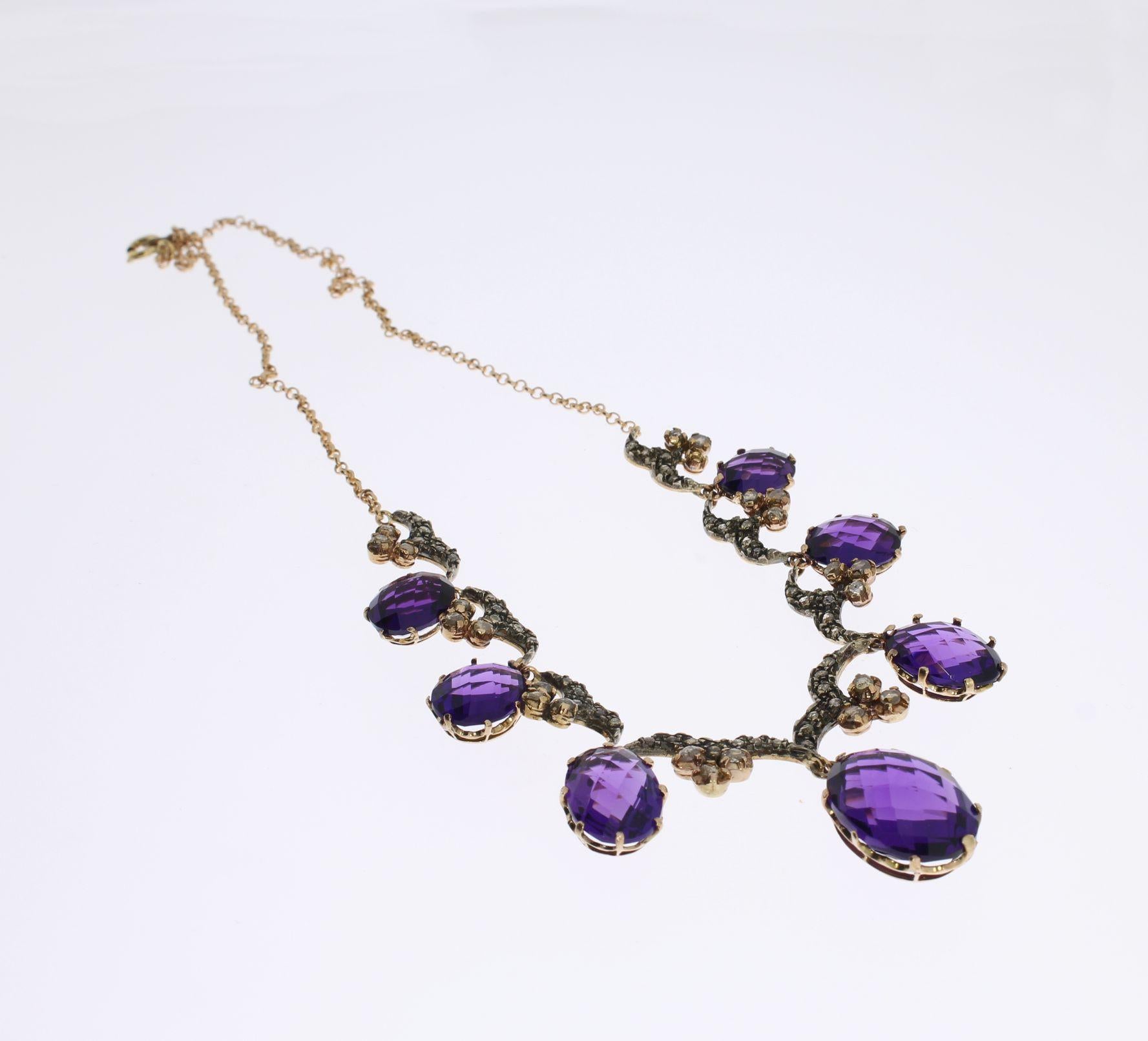 purple stone gold necklace