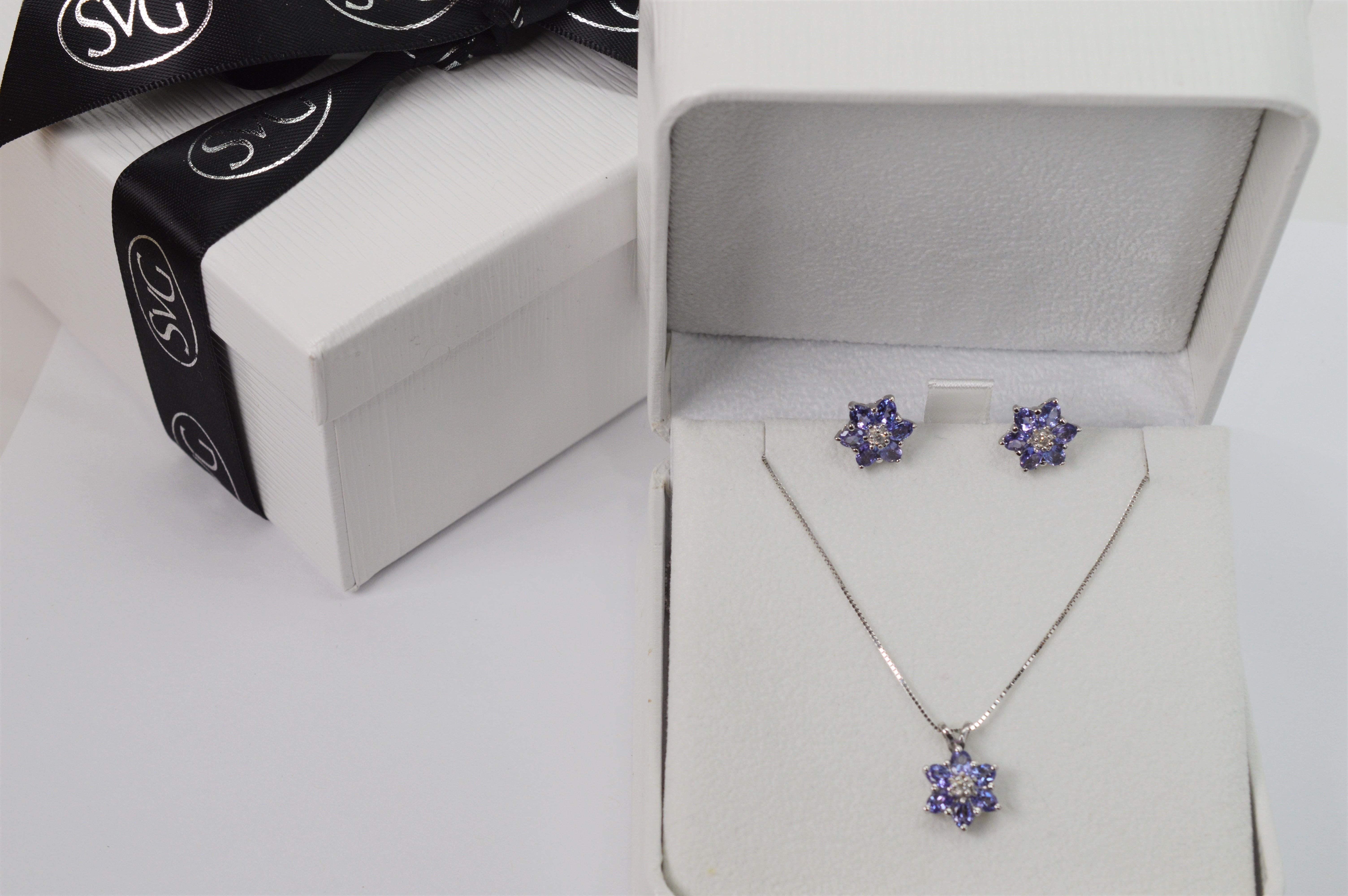 Amethyst Diamond Starburst Earring Pendant Necklace Set For Sale 1