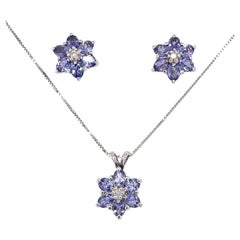 Set aus Halskette mit Amethyst-Diamant-Sternschliff-Ohrring-Anhänger