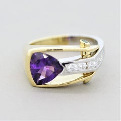 Amethyst Diamond Tsavorite Gold and Platinum Ring