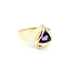 Amethyst & Diamond Wave Ring in 10k Yellow Gold