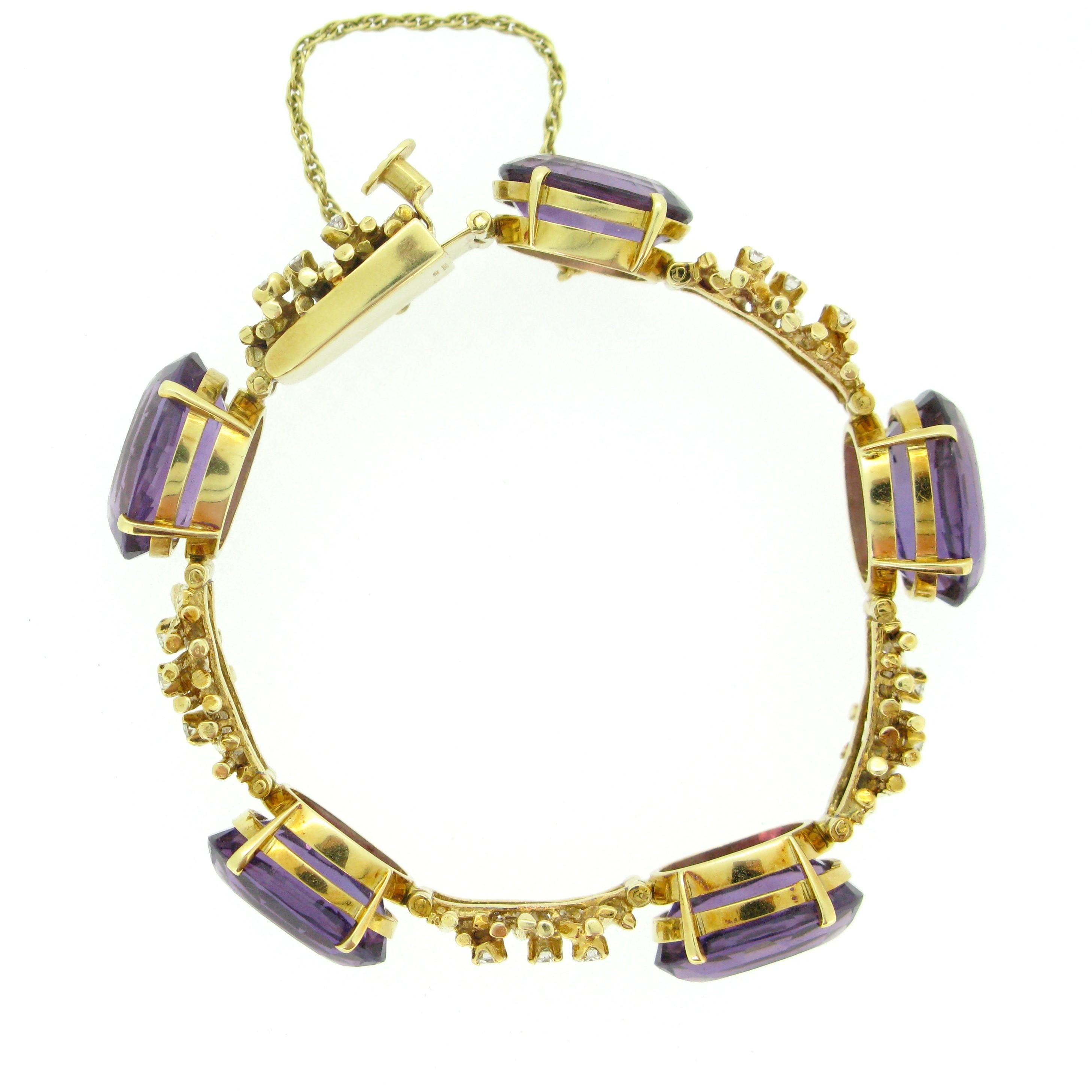 Amethyst Diamond Yellow Gold Earrings Bracelet Pendant Set 1