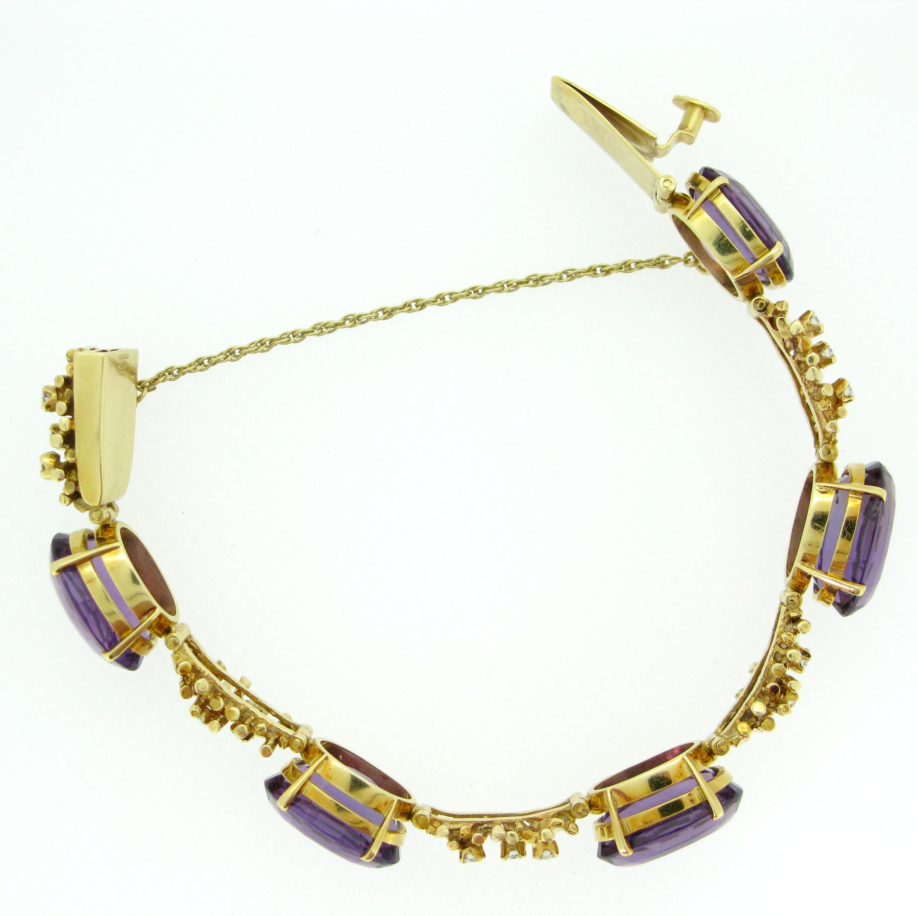 Amethyst Diamond Yellow Gold Earrings Bracelet Pendant Set 2