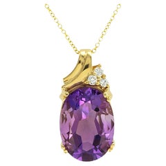 Amethyst-Diamant-Gelbgold-Anhänger