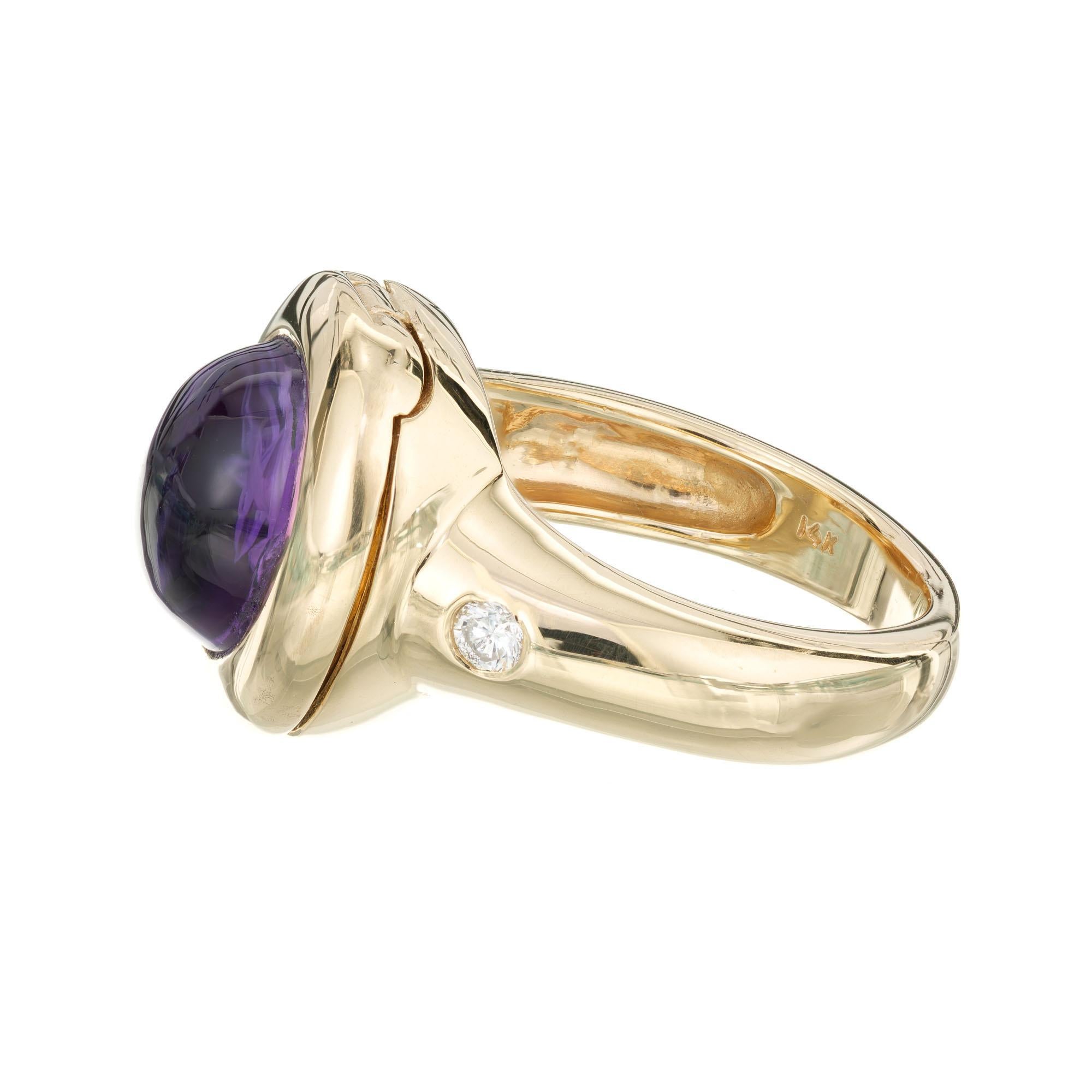 Amethyst Diamond Yellow Gold Ring In Good Condition For Sale In Stamford, CT