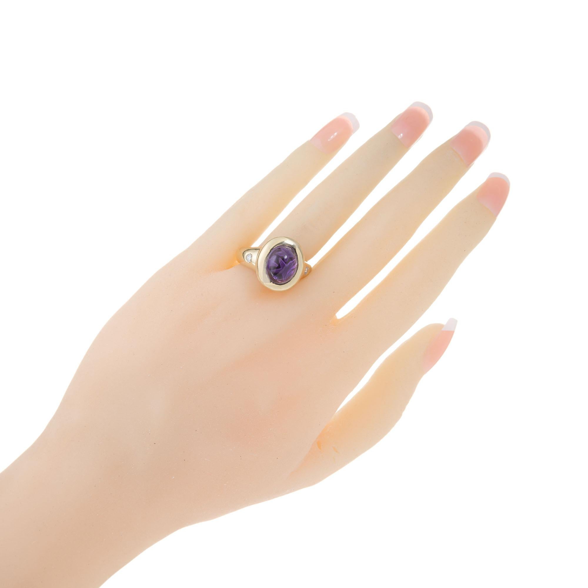 Amethyst Diamond Yellow Gold Ring For Sale 2