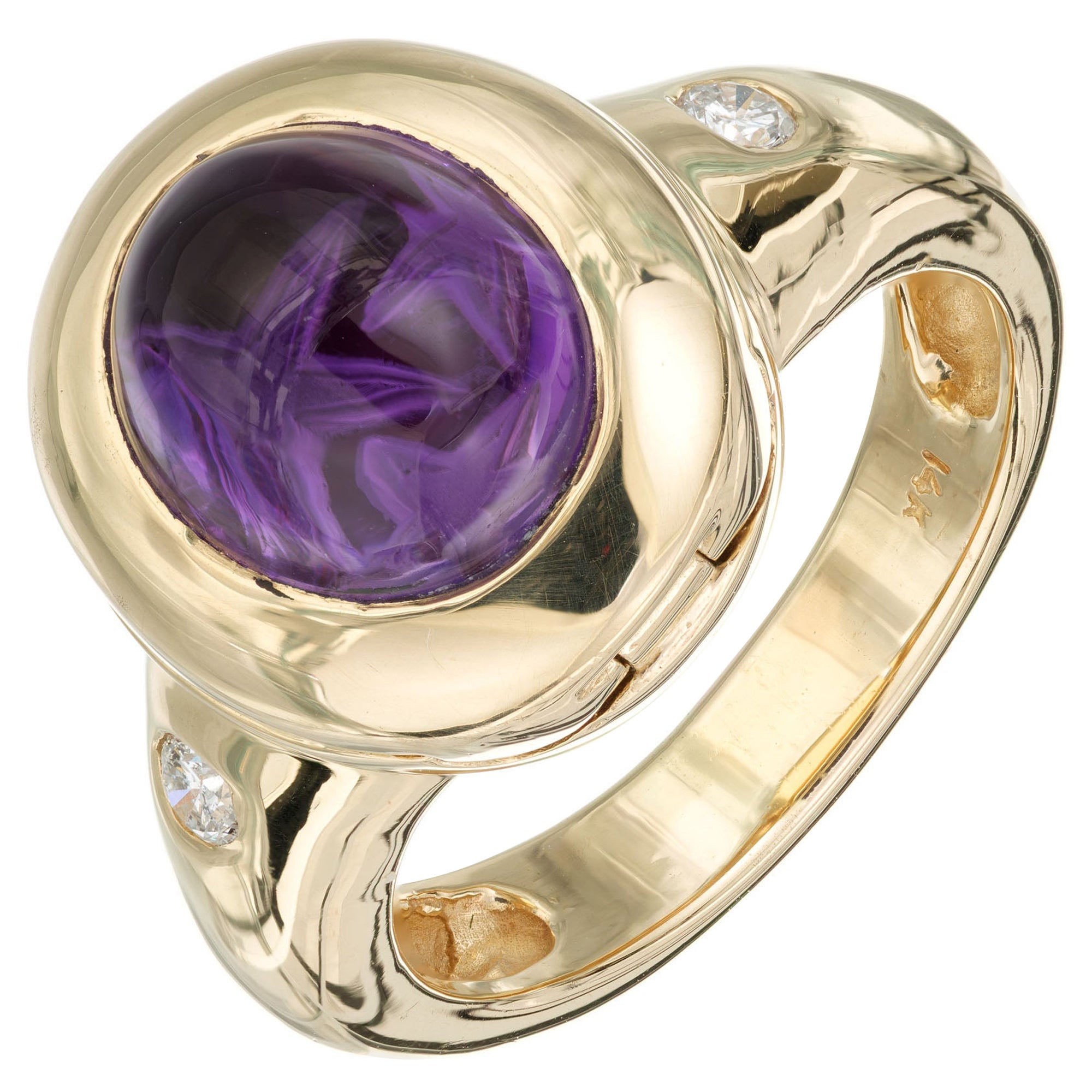 Gelbgoldring mit Amethyst und Diamant