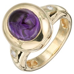 Gelbgoldring mit Amethyst und Diamant