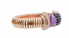 Amethyst, Diamonds, 18 Karat Rose Gold Tubogas Bracelet.
