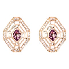 AMETHYST Diamonds Rose Gold Earrings