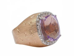 Amethyst, Diamonds, Rose Gold Ring.