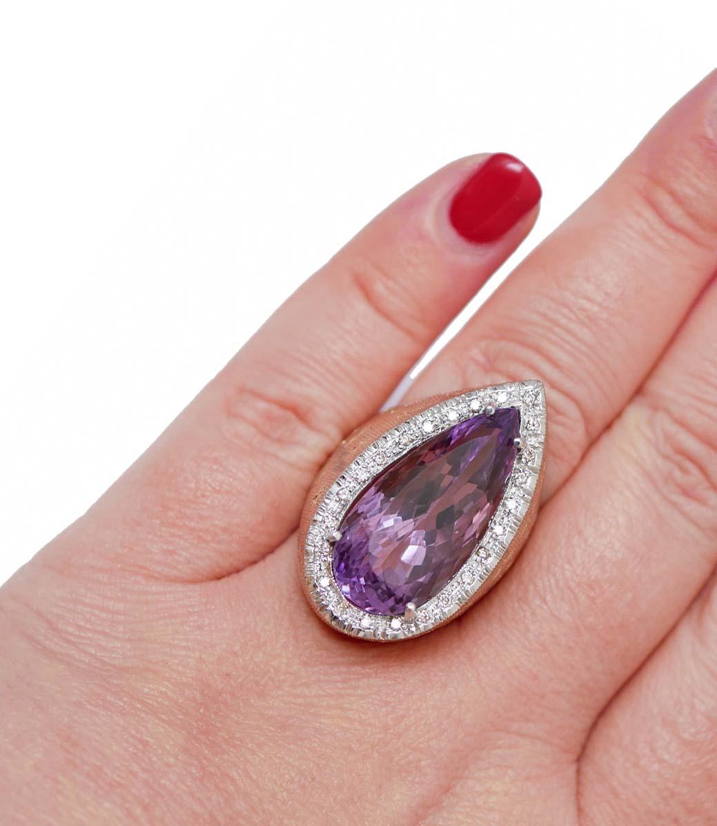 Amethyst, Diamonds, Rose Gold Ring. In Good Condition For Sale In Marcianise, Marcianise (CE)